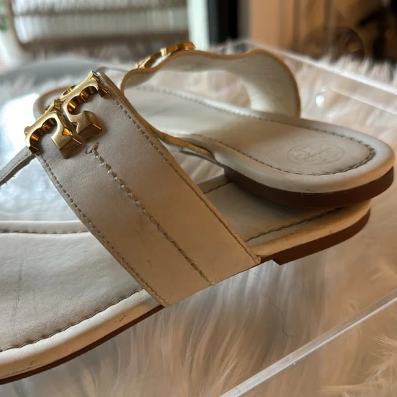 Tory Burch Everly Backless Thong Sandal in white, size 7 - Picture 4 of 6